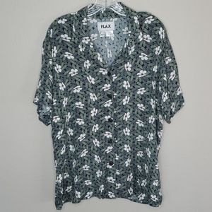 FLAX Floral Button Front Shirt Size Large